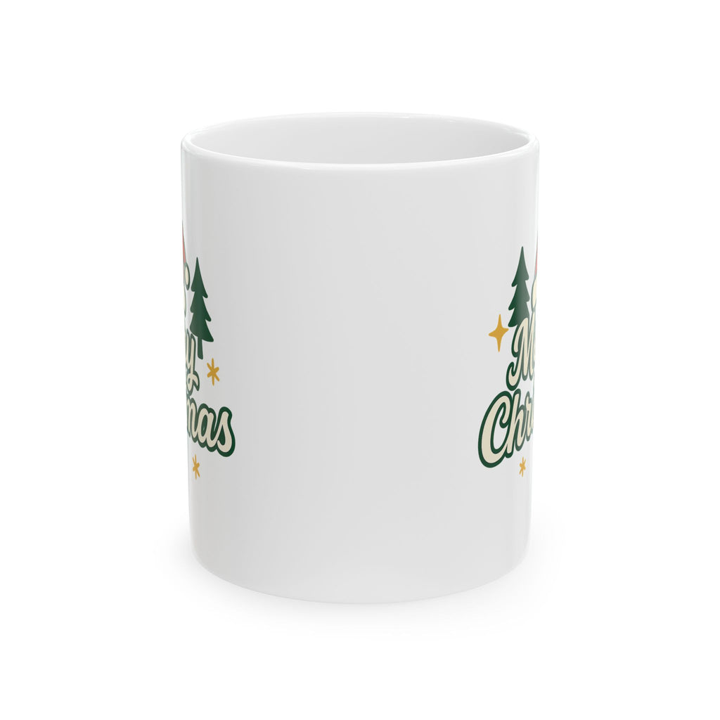 Merry Christmas Ceramic Mug – Cute Christmas Tree Holiday Coffee Cup | Perfect Winter Gift