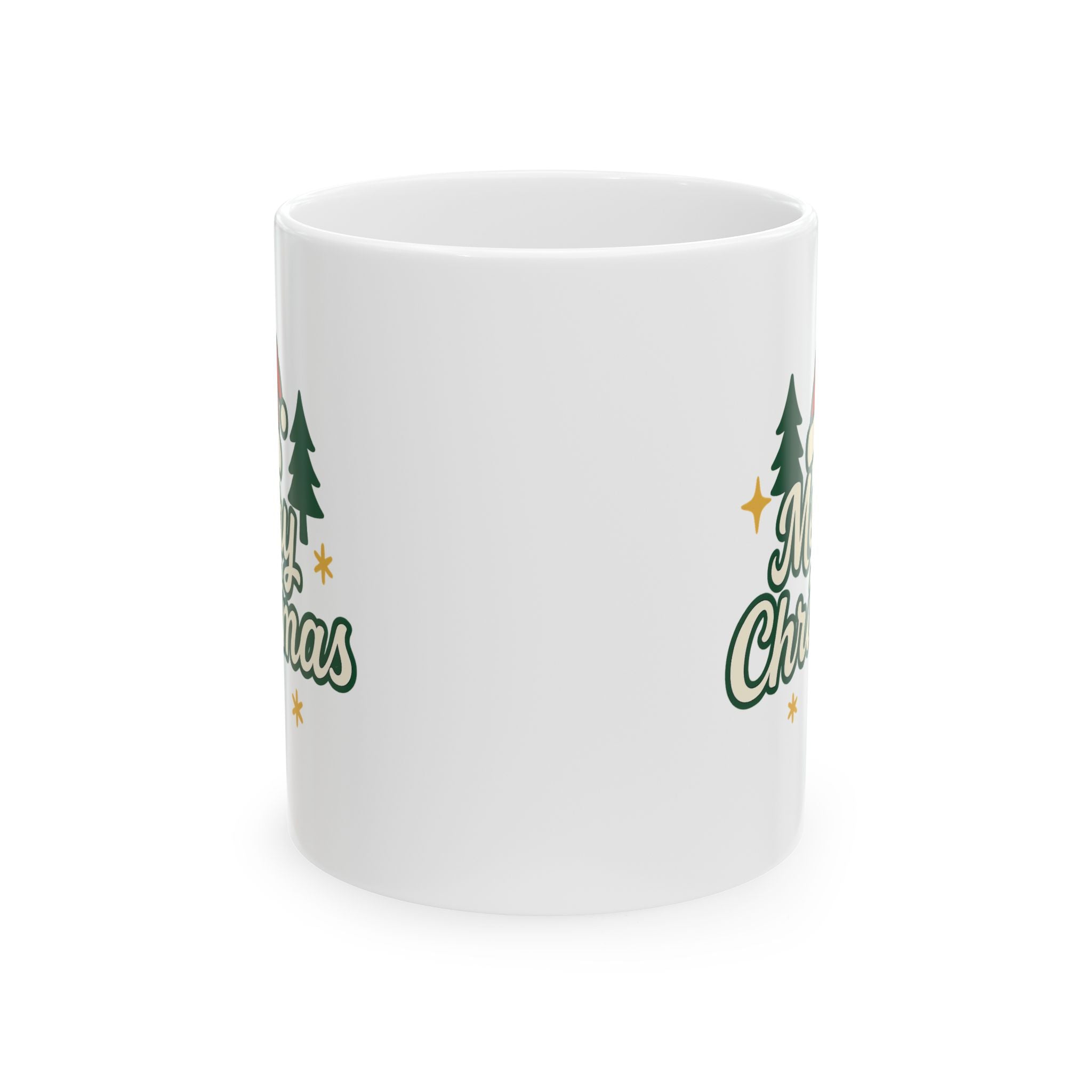 Merry Christmas Ceramic Mug – Cute Christmas Tree Holiday Coffee Cup | Perfect Winter Gift