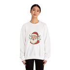 Smiley Santa Face Crewneck Sweatshirt — Cozy Christmas Holiday Sweater