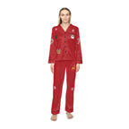 Women's Red Christmas Satin Pajama Set — Cute Holiday Print AOP