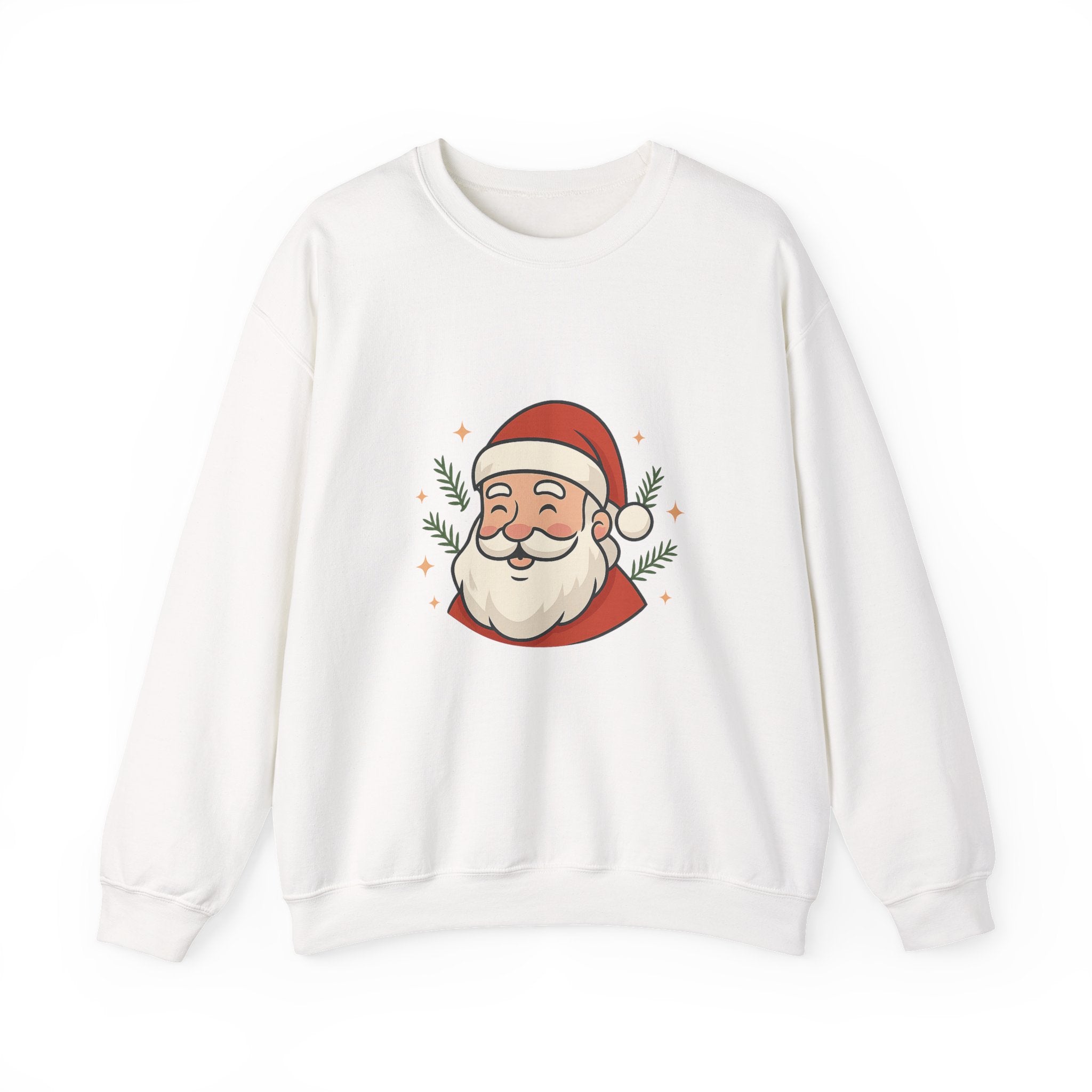 Smiley Santa Face Crewneck Sweatshirt — Cozy Christmas Holiday Sweater