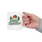 Merry Christmas Ceramic Mug – Cute Christmas Tree Holiday Coffee Cup | Perfect Winter Gift