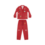 Women's Red Christmas Satin Pajama Set — Cute Holiday Print AOP