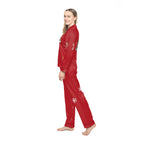 Women's Red Christmas Satin Pajama Set — Cute Holiday Print AOP