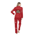Women's Red Christmas Satin Pajama Set — Cute Holiday Print AOP