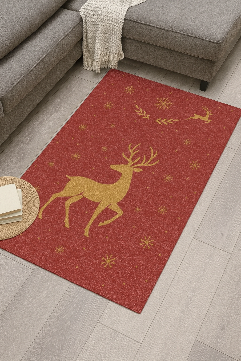 Christmas Dabbing Santa Area Rug — Red Nordic Holiday Decor