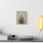 Vintage Christmas Tree Canvas Wall Art – Stretched Matte Holiday Canvas