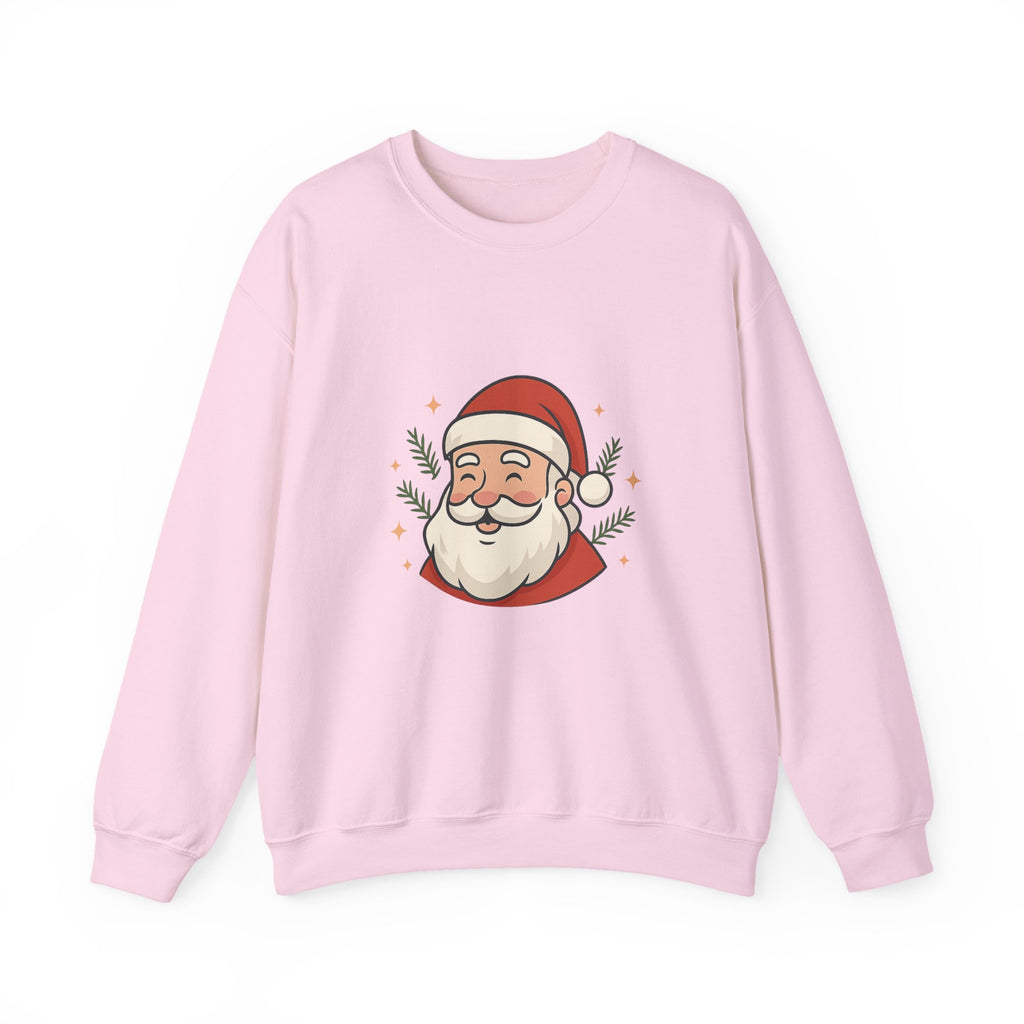 Smiley Santa Face Crewneck Sweatshirt — Cozy Christmas Holiday Sweater