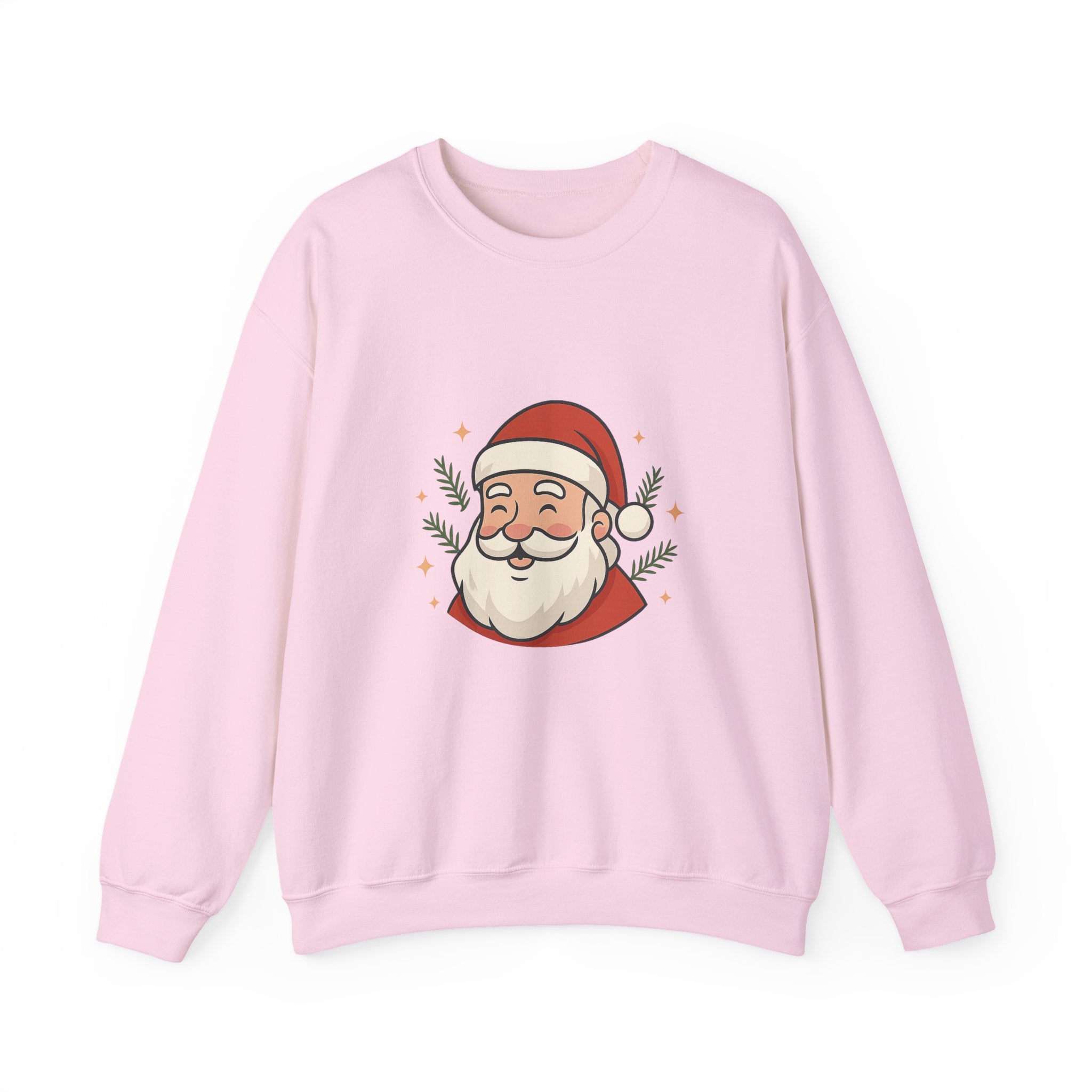 Smiley Santa Face Crewneck Sweatshirt — Cozy Christmas Holiday Sweater