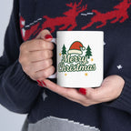 Merry Christmas Ceramic Mug – Cute Christmas Tree Holiday Coffee Cup | Perfect Winter Gift