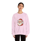 Smiley Santa Face Crewneck Sweatshirt — Cozy Christmas Holiday Sweater