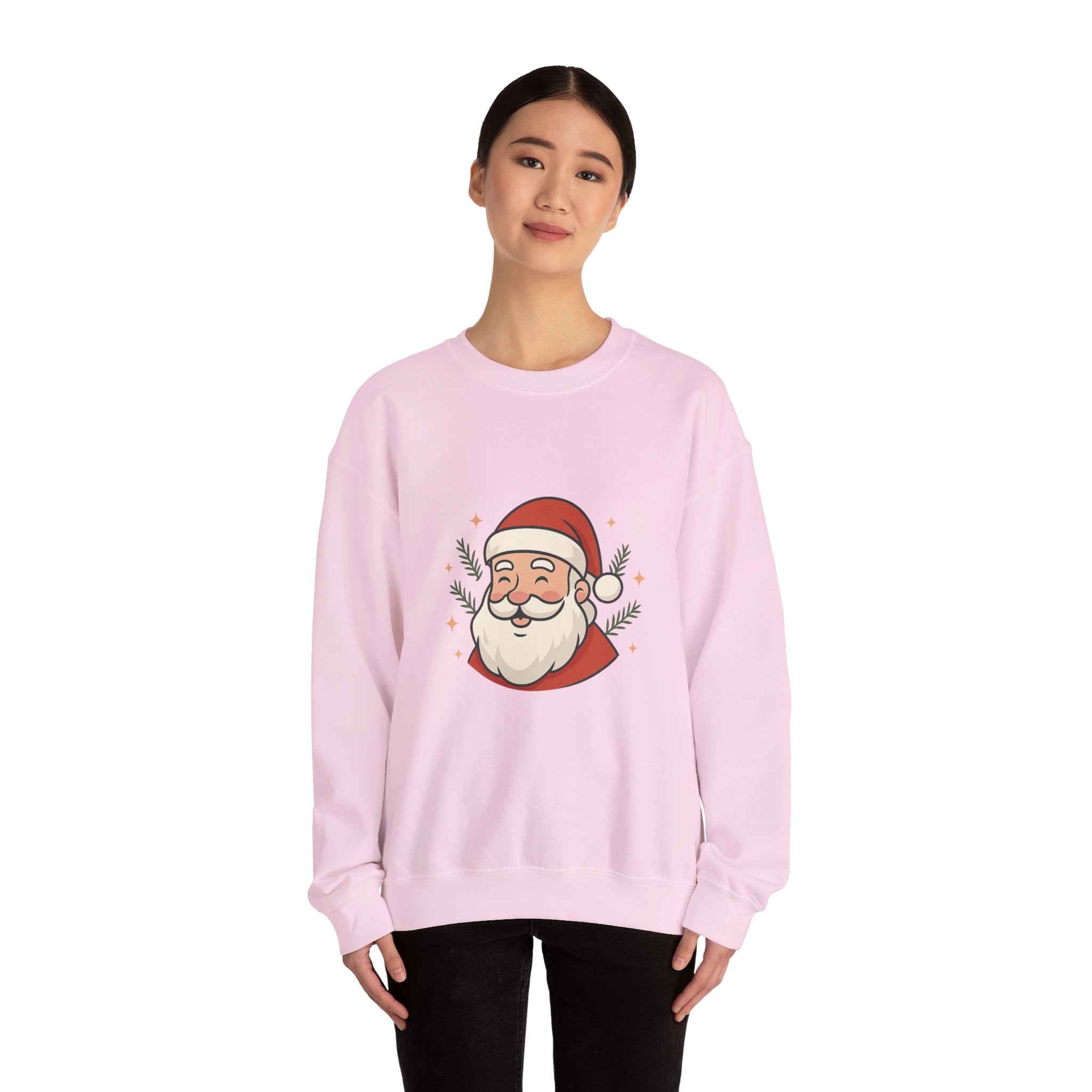 Smiley Santa Face Crewneck Sweatshirt — Cozy Christmas Holiday Sweater