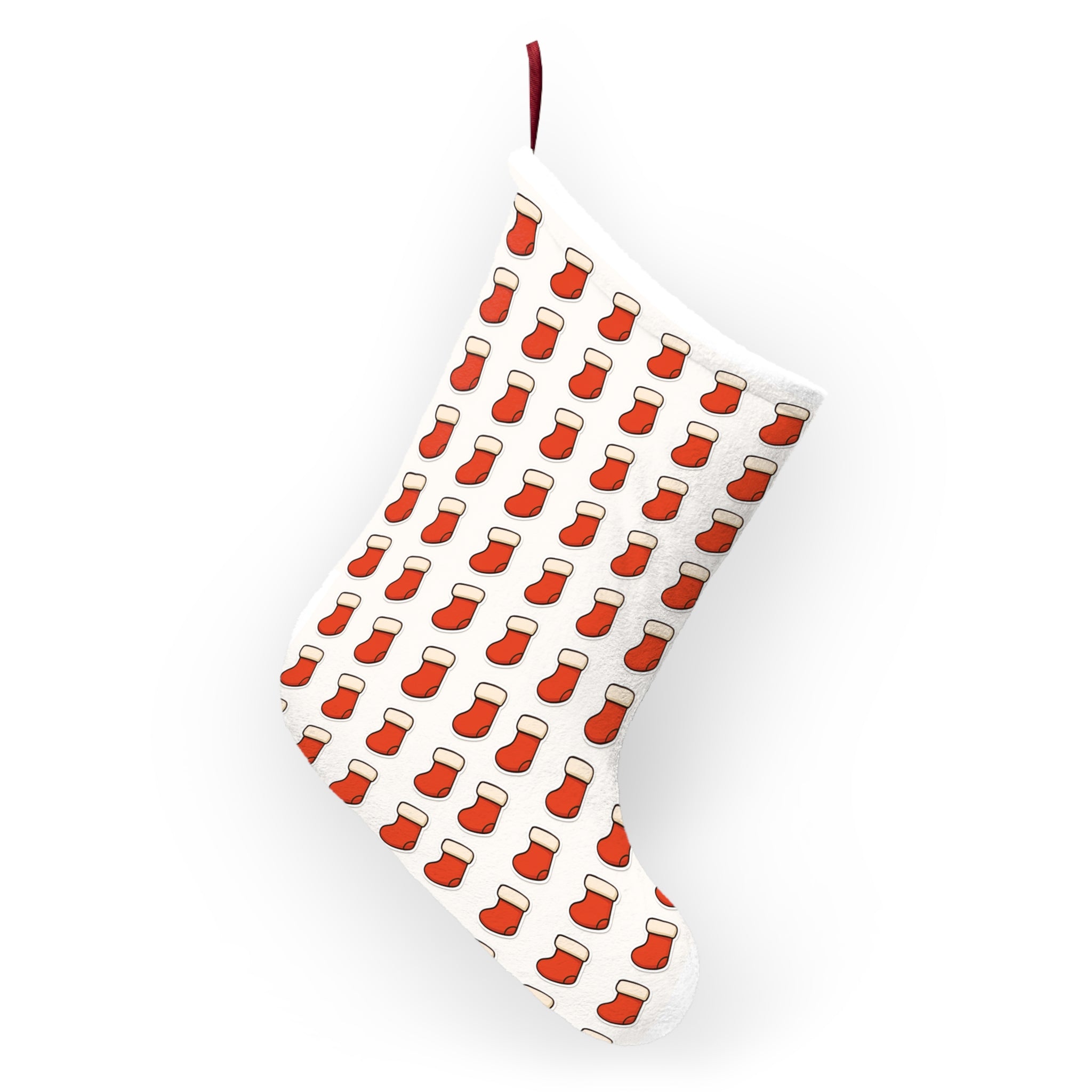 Scandinavian Red Pattern Christmas Stocking – Modern Holiday Decor