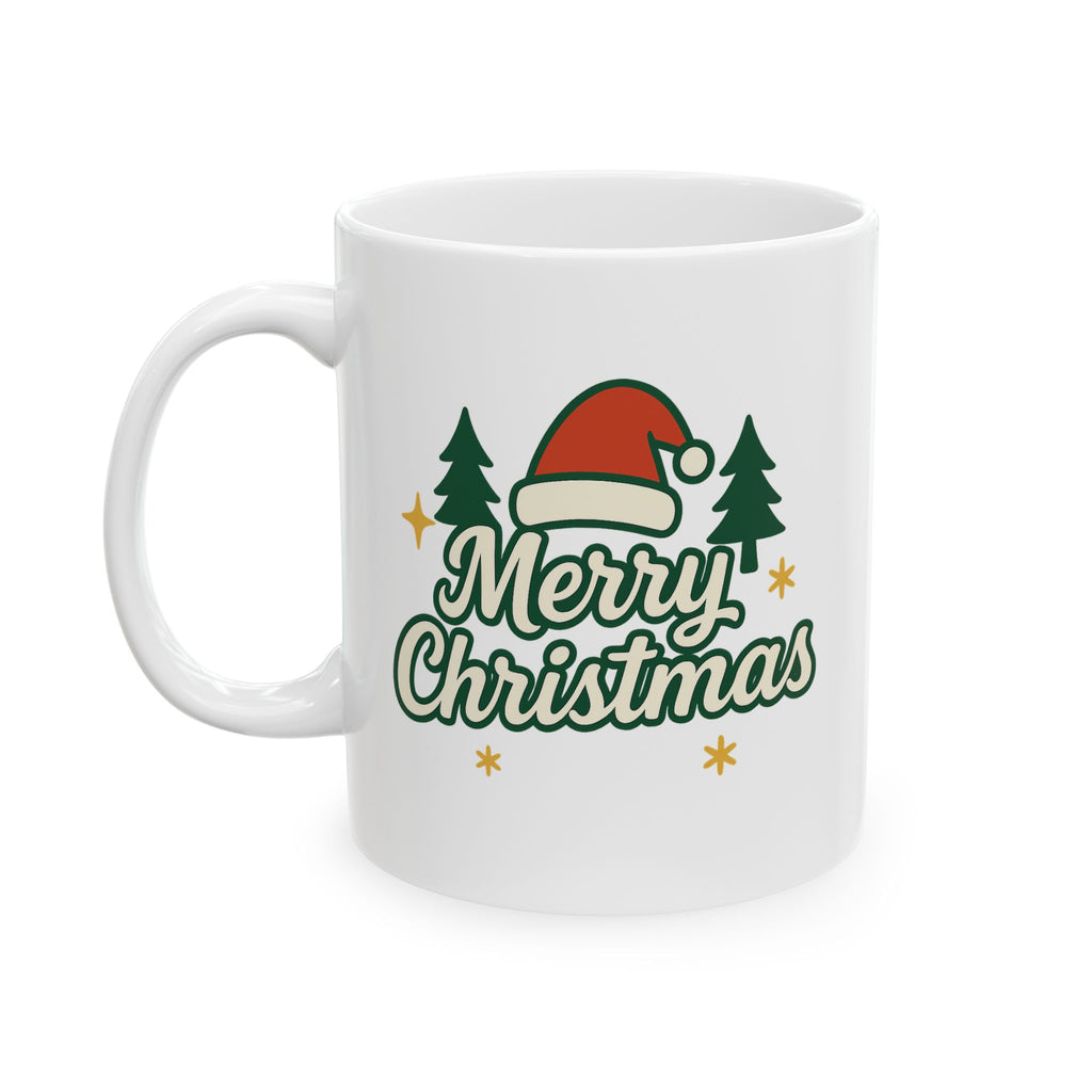 Merry Christmas Ceramic Mug – Cute Christmas Tree Holiday Coffee Cup | Perfect Winter Gift
