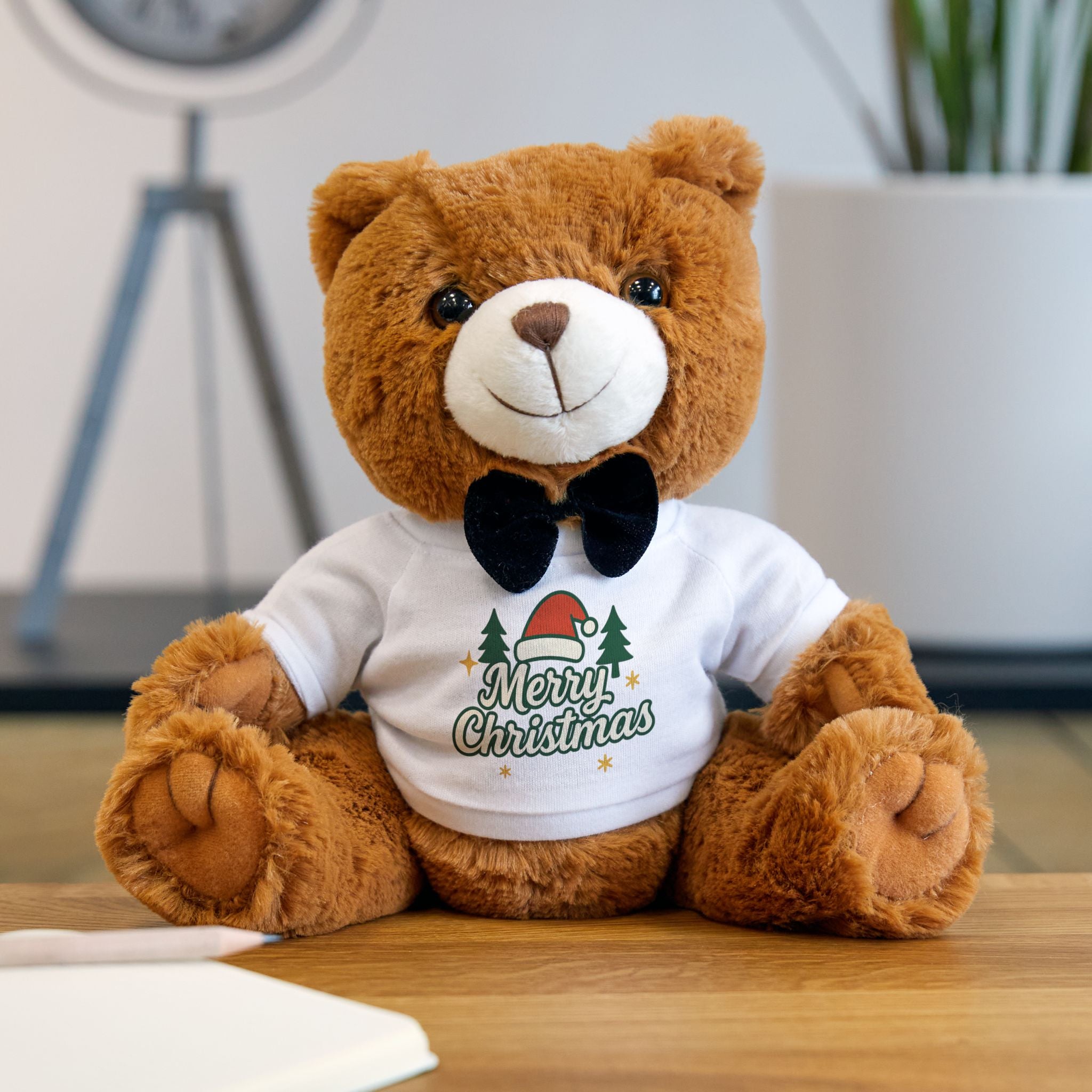 Christmas Teddy Bear Plush with 'Merry Christmas' T-Shirt